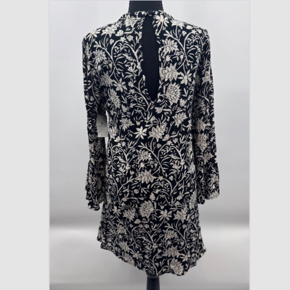 Volcom Dress Women Medium NEW Black Long Sleeve Boho Hippie Beach Short A Line - Picture 5 of 11